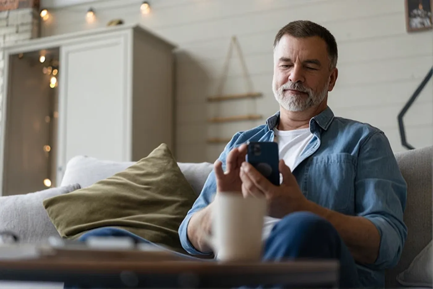 An implant patient reading his aftercare at home